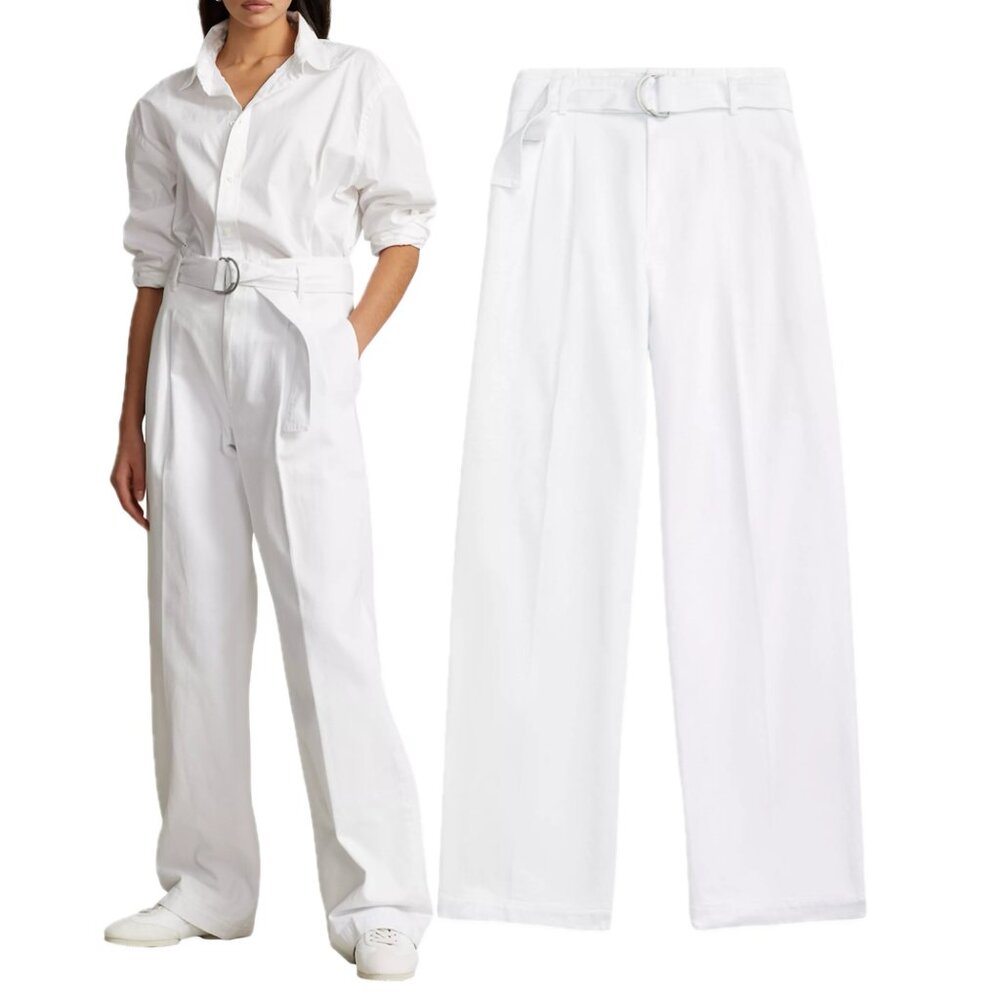 Polo Ralph Lauren Evan Wide-Leg Belted Rigid Denim Pant (Ramo Wash/White)
